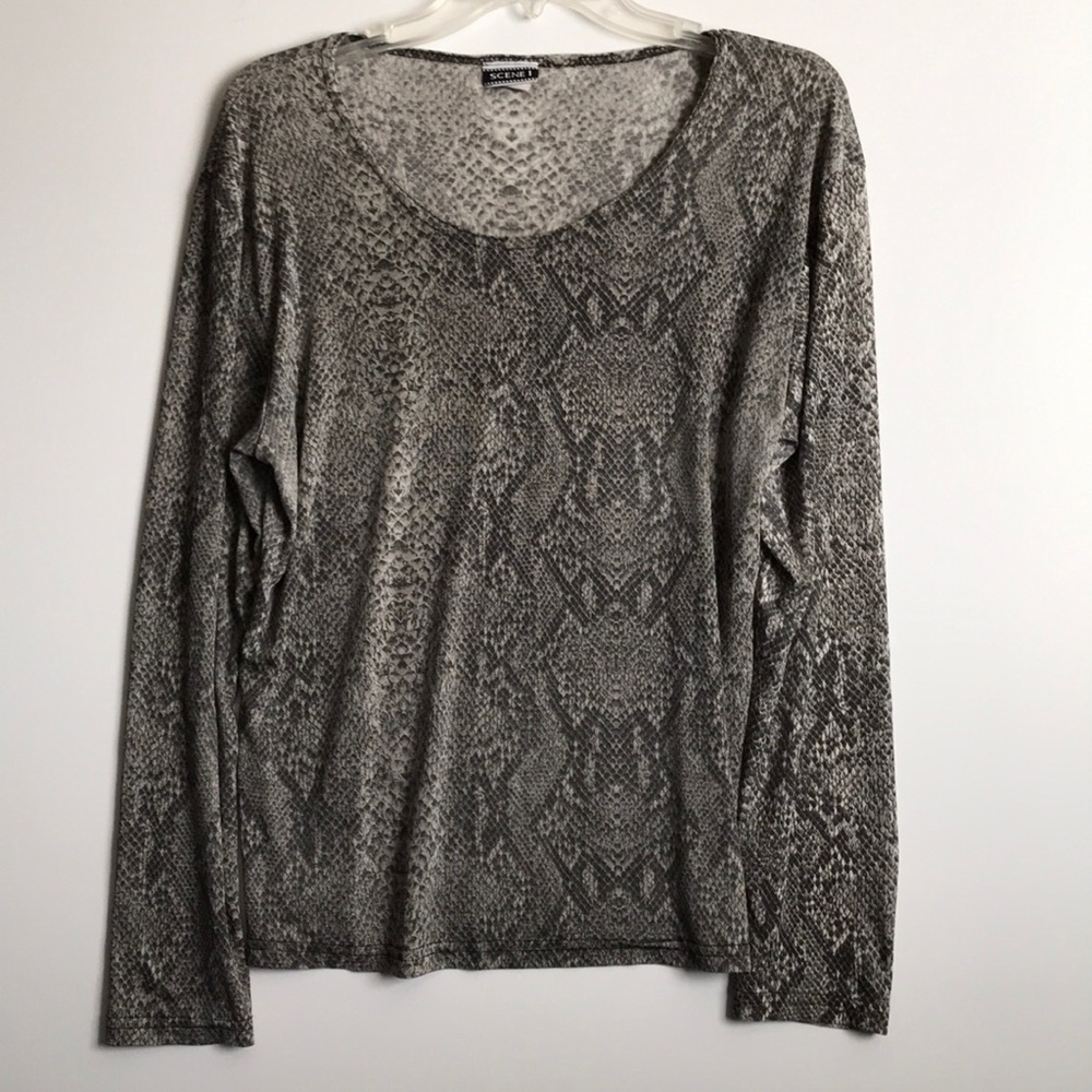 Scene 1 Grey Long Sleeve Blouse